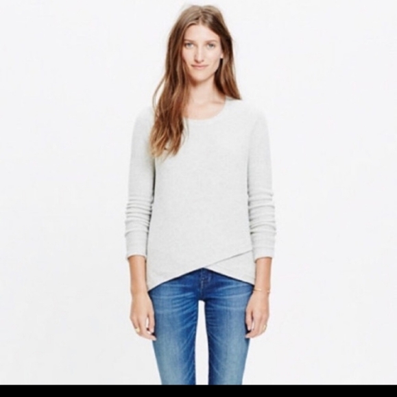 Madewell Feature Sweater in Colorblock - Size Extra Small - Faux Wrap, Textured - Picture 2 of 11